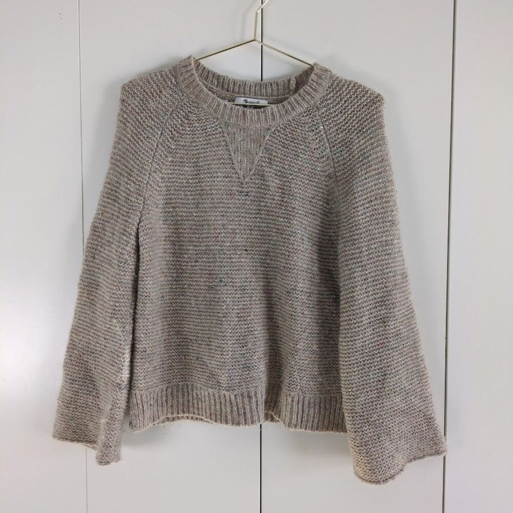 Madewell Womens Wide Sleeve Rainbow Flecked Wool Alpaca Blend Tan Sweater Sz XS